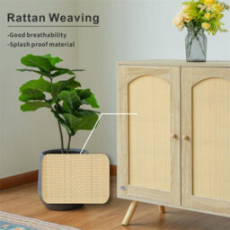 Abrihome Rattan Sideboard Cabinet Chest Of Drawers With 2 Doors, Adjustable Shelf, 80X35X85Cm - thumbnail 3