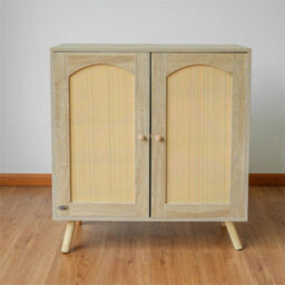 Abrihome Rattan Sideboard Cabinet Chest Of Drawers With 2 Doors, Adjustable Shelf, 80X35X85Cm - thumbnail 7