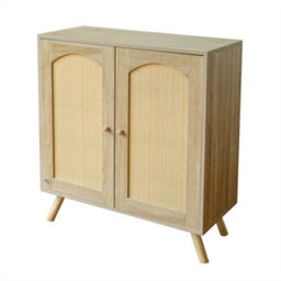 Abrihome Rattan Sideboard Cabinet Chest Of Drawers With 2 Doors, Adjustable Shelf, 80X35X85Cm - thumbnail 9