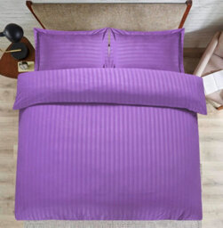 Casabella Satin Stripe Duvet Cover Sets King Purple Bedding With Satin Stripes, King Size Duvet Cover Sets & Pillowcases - thumbnail 4
