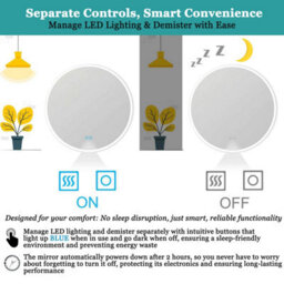 Maerts-E Round Led Bathroom Mirror With Led Lights, Demister Anti-Fog Double Touch Switch Memory Function Illuminated Wall Mirror 70Cm - thumbnail 5
