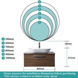 Maerts-E Round Led Bathroom Mirror With Led Lights, Demister Anti-Fog Double Touch Switch Memory Function Illuminated Wall Mirror 70Cm - thumbnail 9
