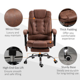 Vinsetto Ergonomic Heated 6 Points Vibration Massage Office Chair, Brown - thumbnail 8