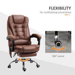 Vinsetto Ergonomic Heated 6 Points Vibration Massage Office Chair, Brown - thumbnail 7
