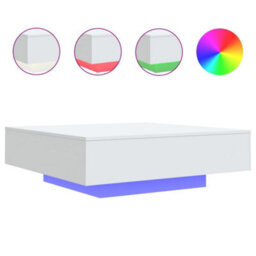 Walplus Coffee Table With Led Lights White 100X100X31 Cm - thumbnail 2