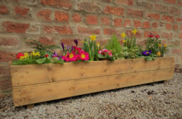Ruddings Wood 1.2M Wooden Planter Garden Flower Trough Box (W)120Cm (H)22Cm (D)23Cm - thumbnail 1