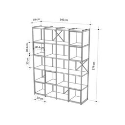 Decortie Modern Vale Maxi Bookcase Versatile Display Unit 5-Tier Metal Frame 6 Adjustable Shelf 18mm (Black Wood, Cinnamon) - thumbnail 3