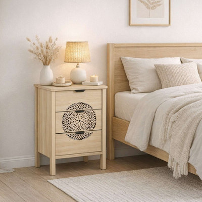 Birlea Flora 3 Drawer Bedside Cabinet Chest Table Light Oak - image 1