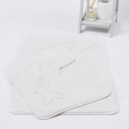 Dolphin Anti-Slip Bath Mat And Pedestal Mat 2 Piece Set - White - thumbnail 1
