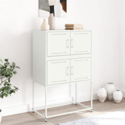 Berkfield Sideboard White 68.5X38.5X107 Cm Steel - thumbnail 3