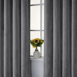 Bedlooms Charcoal Crushed Velvet Curtains Blackout Thermal Insulated Eyelet Curtain (Pair) 46 X 54 Inches With Tie Back Two - thumbnail 8