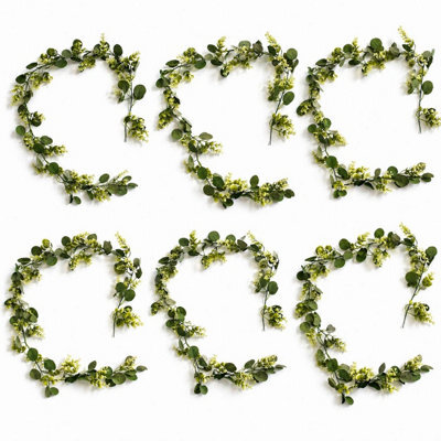 Leaf Pack Of 6 X 160Cm Artificial Eucalyptus Style Garland Trailing Hanging Plant Faux Greenery Vine - image 1