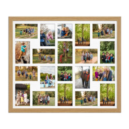 AK Frames 80X70Cm Light Oak Modern Multi Photo Frame With White Mount - Holds 20 Apertures (18X) 6X4, (2X) 4X4 Photos - thumbnail 1