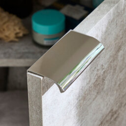 Homestylestore 450mm Concrete Grey Floorstanding Corner Bathroom Vanity Unit And Chrome Finger Pull Handle - thumbnail 4
