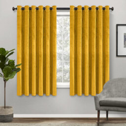 Ameha Yellow Curtains For Living Room Hotel Bedroom Insulated Thick Thermal Eyelet Ring Top Blackout Curtain Pair With Tie Backs