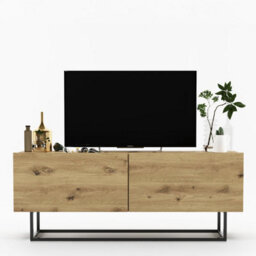 Heze Furniture Enjoy Minimalist Freestanding Tv Unit With Metal Base 120Cm - Oak Artisan - thumbnail 4