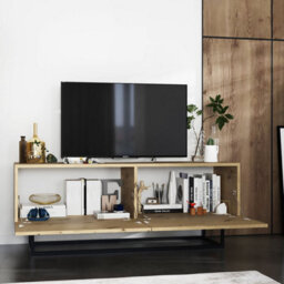 Heze Furniture Enjoy Minimalist Freestanding Tv Unit With Metal Base 120Cm - Oak Artisan - thumbnail 2