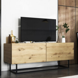 Heze Furniture Enjoy Minimalist Freestanding Tv Unit With Metal Base 120Cm - Oak Artisan - thumbnail 3