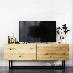 Heze Furniture Enjoy Minimalist Freestanding Tv Unit With Metal Base 120Cm - Oak Artisan - thumbnail 1