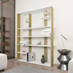 Decorotika Jeni Bookcase Shelving Unit White & Gold - thumbnail 3