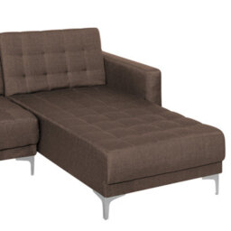 Beliani Modular Corner Sofa Bed 4 Seater Aberdeen Fabric Dark Brown With Ottoman Left Hand - thumbnail 7