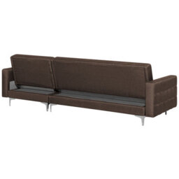 Beliani Modular Corner Sofa Bed 4 Seater Aberdeen Fabric Dark Brown With Ottoman Left Hand - thumbnail 5