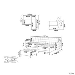 Beliani Modular Corner Sofa Bed 4 Seater Aberdeen Fabric Dark Brown With Ottoman Left Hand - thumbnail 3