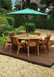 Charles Taylor Trading Eight Seater Circular Table Set With Cushions - W350 X D350 X H98 - Fully Assembled - Green - thumbnail 3