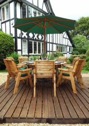 Charles Taylor Trading Eight Seater Circular Table Set With Cushions - W350 X D350 X H98 - Fully Assembled - Green - thumbnail 1