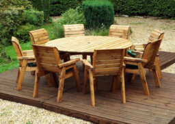 Charles Taylor Trading Eight Seater Circular Table Set With Cushions - W350 X D350 X H98 - Fully Assembled - Green - thumbnail 4