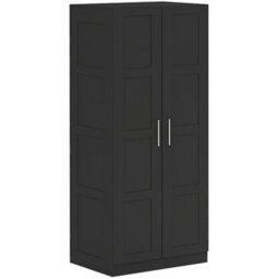 Homcom Wardrobe For Bedroom, Double Wardrobe With Hanging Rail, Black - thumbnail 2