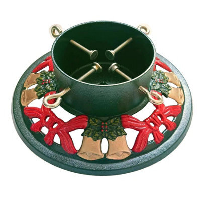 Holly International Cast Iron Christmas Tree Stand Round Bell For Real Trees Up To 8Ft - image 1