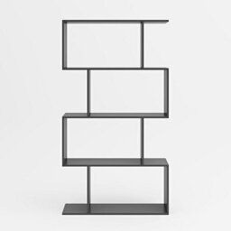 Xample 4 Tier S Shaped Bookshelf Wooden Geometric Freestanding Bookcase & Cube Display Shelf For Living Room, Study & Office (Black) - thumbnail 6
