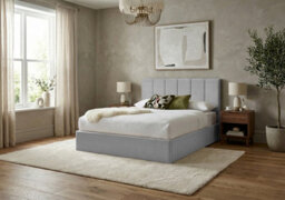 Adore Designs Stafford Plush Velvet Ottoman Sleigh Bed - 4Ft6 Double - Silver - thumbnail 1