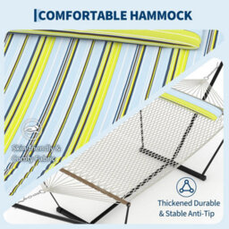 Hammock With Stand, Heavy Duty 450 Lbs, Quilted Pad,  Pillow, For Patio, Garden, Balcony - thumbnail 5