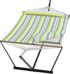 Hammock With Stand, Heavy Duty 450 Lbs, Quilted Pad,  Pillow, For Patio, Garden, Balcony