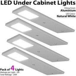 4-Pack Ultra-Slim Aluminium Under Cabinet Led Kitchen Lights With Driver Kit - Natural White 4000K - thumbnail 3