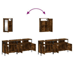 Berkfield 3 Piece Bathroom Furniture Set Smoked Oak Engineered Wood - thumbnail 9