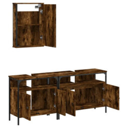 Berkfield 3 Piece Bathroom Furniture Set Smoked Oak Engineered Wood - thumbnail 5