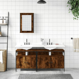 Berkfield 3 Piece Bathroom Furniture Set Smoked Oak Engineered Wood - thumbnail 3