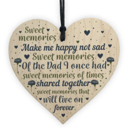 Red Ocean Christmas Tree Grave Memorial Ornament For Dad Wooden Heart Bauble Decoration Father Daddy Gifts - thumbnail 1