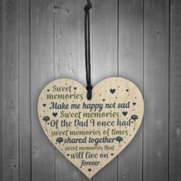 Red Ocean Christmas Tree Grave Memorial Ornament For Dad Wooden Heart Bauble Decoration Father Daddy Gifts - thumbnail 2