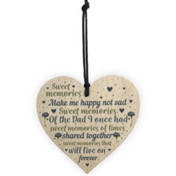 Red Ocean Christmas Tree Grave Memorial Ornament For Dad Wooden Heart Bauble Decoration Father Daddy Gifts - thumbnail 5