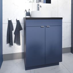 GoodHome Imandra Matt Blue Double Bathroom Cabinet (H) 820mm (W) 600mm - thumbnail 4