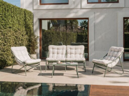 Beliani Garden Lounge Set With Table 4 Seater Molveno Metal Beige/ Green - thumbnail 2