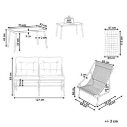 Beliani Garden Lounge Set With Table 4 Seater Molveno Metal Beige/ Green - thumbnail 3