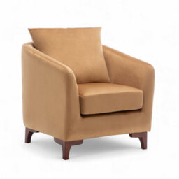 Velvet Tan Angela Accent Tub Chair With Ottoman - thumbnail 3