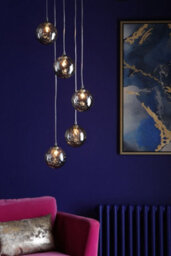 The Lighting Studio Federico 5 Light Cluster Pendant Polished Chrome With Smoked Dimpled Glass - thumbnail 2