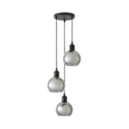 Valuelights Bellamy Smoked Glass Globe 3 Drop Cluster Matte Black Ceiling Pendant Light - thumbnail 6
