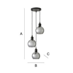 Valuelights Bellamy Smoked Glass Globe 3 Drop Cluster Matte Black Ceiling Pendant Light - thumbnail 8